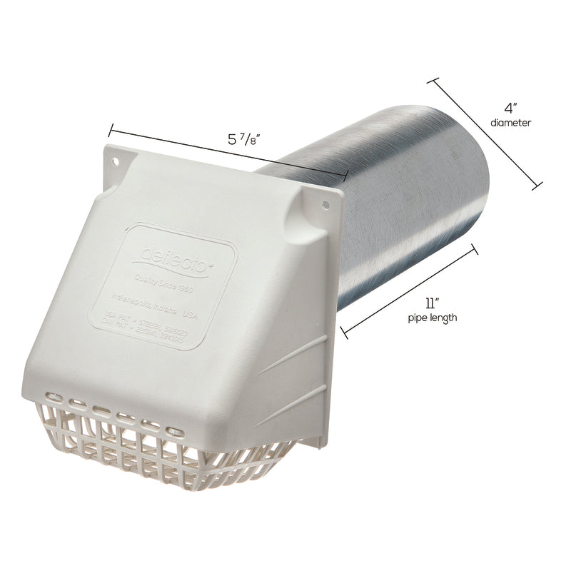 Deflect-O Jordan 14.75 in. L X 4 in. D Silver/White Aluminum/Plastic Vent Dryer Hood