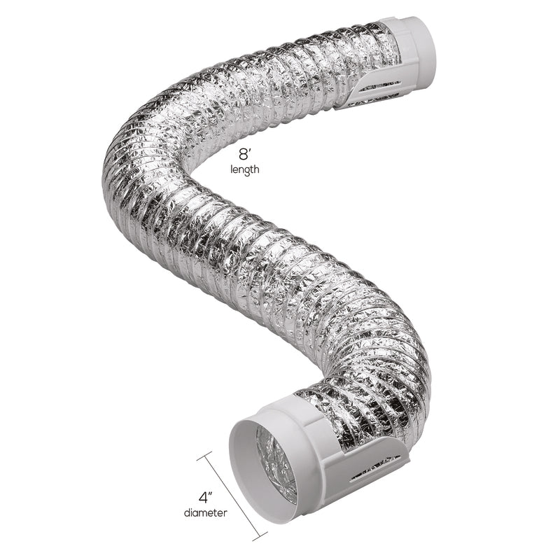 Deflect-O Supurr Flex 8 ft. L X 4 in. D Silver/White Aluminum/Plastic Dryer Vent Kit