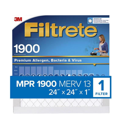 Filtrete 24 in. W X 24 in. H X 1 in. Polypropylene 1900 MPR Pleated Allergen Air Filter