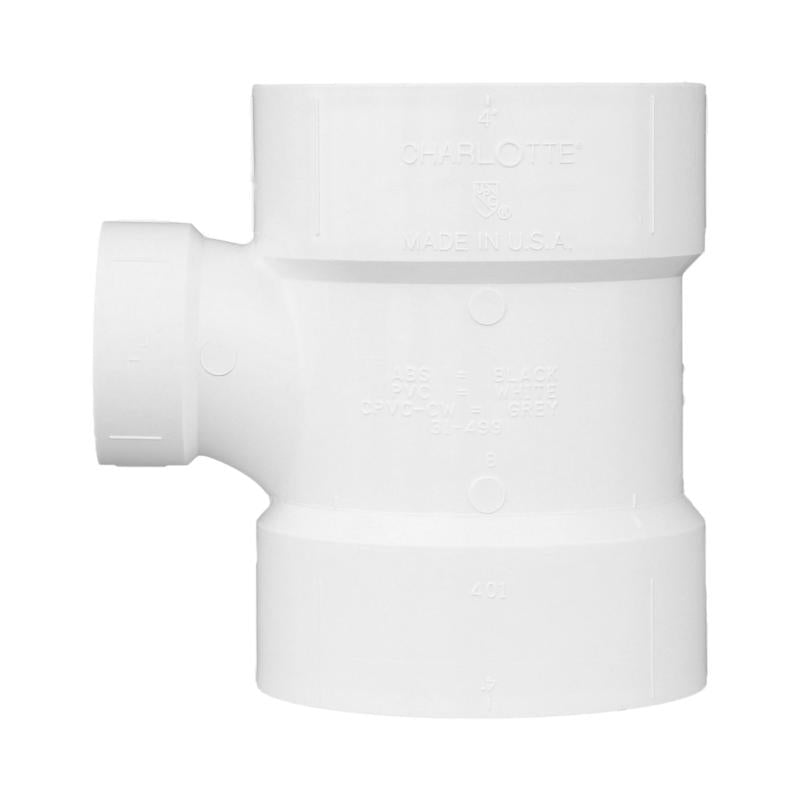 Charlotte Pipe Schedule 40 4 in. Hub X 4 in. D Hub PVC Sanitary Tee