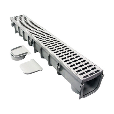 NDS Pro Series 39-1/2 in. Gray Rectangle Polyethylene Channel Grate and Drain Kit
