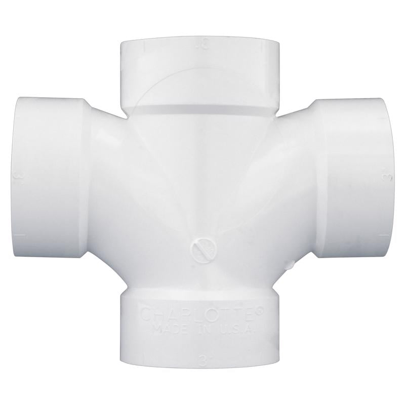 Charlotte Pipe Schedule 40 3 in. Hub X 3 in. D Hub PVC Double Sanitary Tee