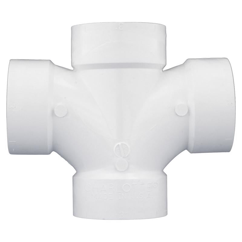 Charlotte Pipe Schedule 40 3 in. Hub X 3 in. D Hub PVC Double Sanitary Tee