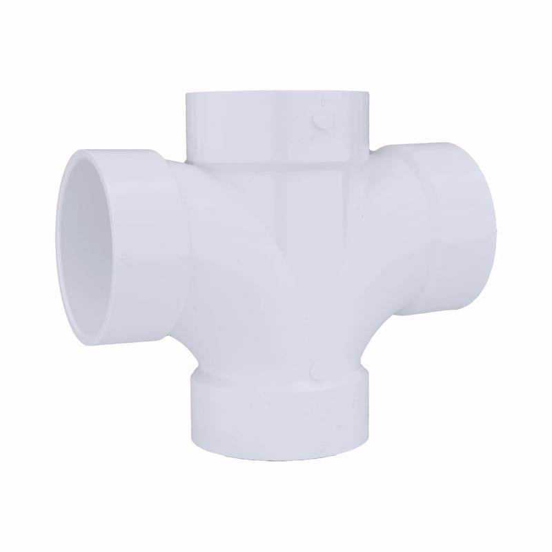 Charlotte Pipe Schedule 40 4 in. Hub X 4 in. D Hub PVC Double Sanitary Tee