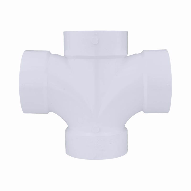 Charlotte Pipe Schedule 40 4 in. Hub X 4 in. D Hub PVC Double Sanitary Tee