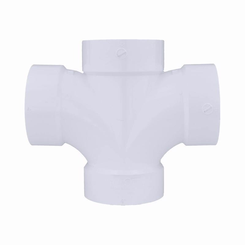 Charlotte Pipe Schedule 40 4 in. Hub X 4 in. D Hub PVC Double Sanitary Tee