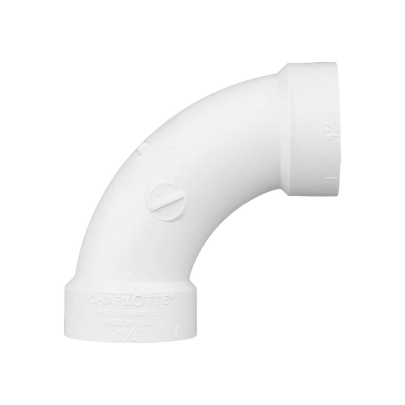 Charlotte Pipe Schedule 40 1-1/2 in. Hub X 1-1/2 in. D Hub PVC Elbow