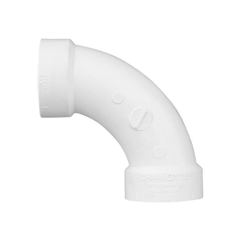 Charlotte Pipe Schedule 40 1-1/2 in. Hub X 1-1/2 in. D Hub PVC Elbow