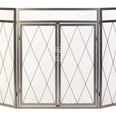 Panacea Open Hearth Black Antique Steel Fireplace Screen