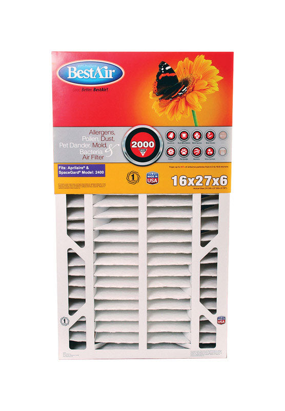 BestAir 27 in. W X 16 in. H X 6 in. 11 MERV Pleated Air Filter