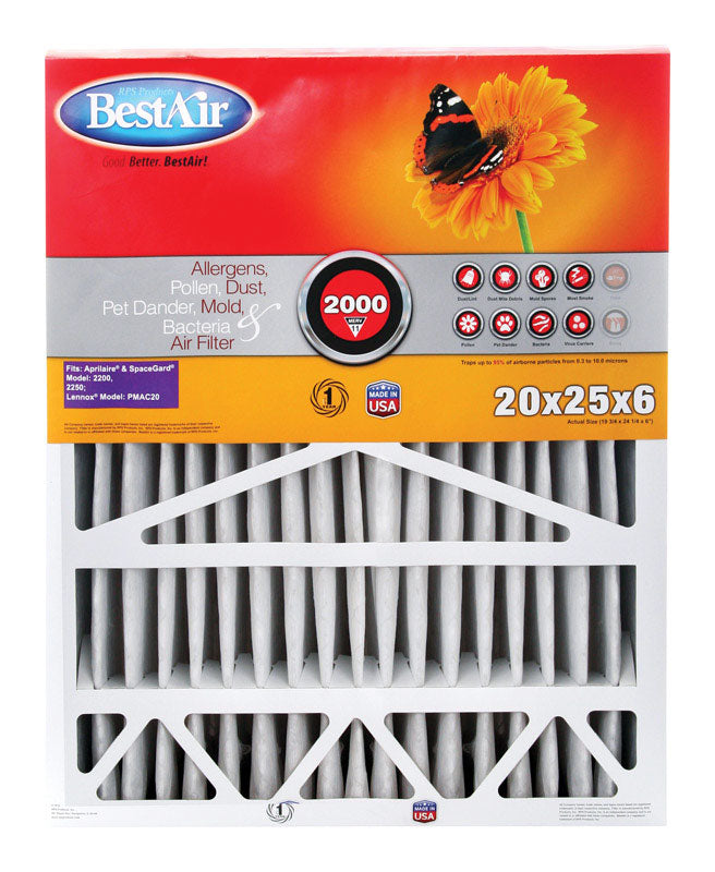 BestAir 25 in. W X 20 in. H X 6 in. 11 MERV Pleated Air Filter
