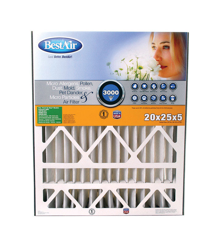 BestAir 20 in. W X 25 in. H X 5 in. 13 MERV Pleated Air Filter