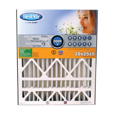 BestAir 20 in. W X 25 in. H X 5 in. 13 MERV Pleated Air Filter