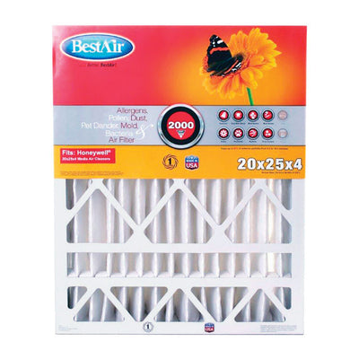 BestAir 20 in. W X 25 in. H X 4 in. 11 MERV Pleated Air Filter