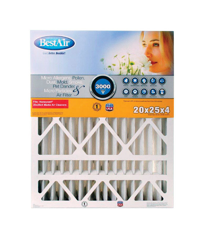 BestAir 25 in. W X 20 in. H X 4 in. 13 MERV Pleated Air Filter