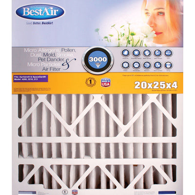 BestAir 20 in. W X 25 in. H X 4 in. 13 MERV Pleated Air Filter
