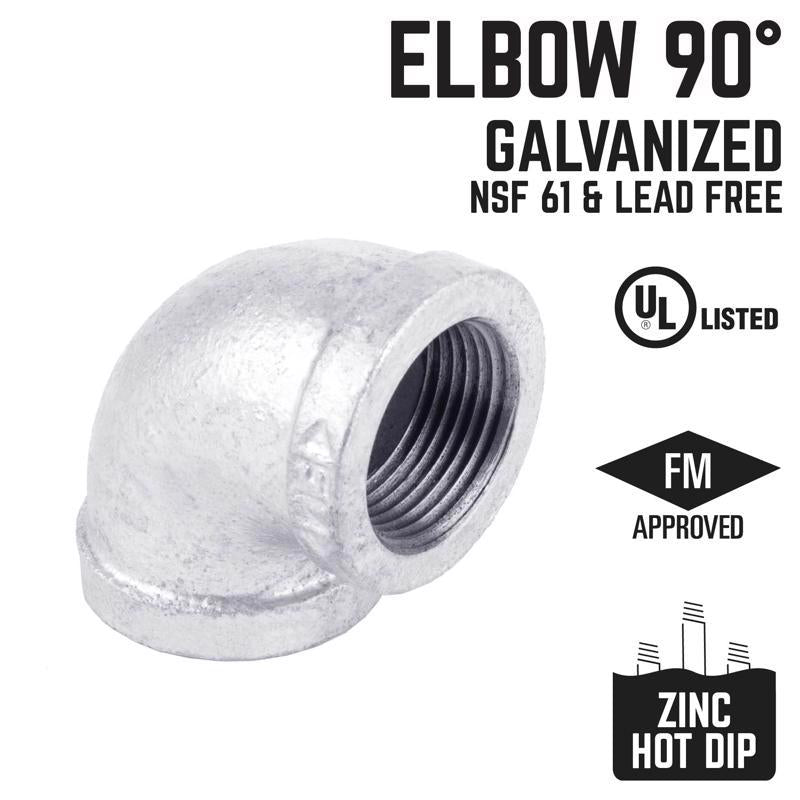 STZ Industries 3/8 in. FIP each X 3/8 in. D FIP Galvanized Malleable Iron 90 Degree Elbow