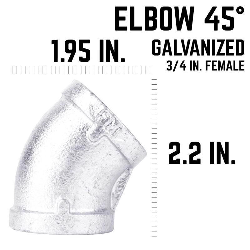 STZ Industries 3/4 in. FIP each X 3/4 in. D FIP Galvanized Malleable Iron 45 Degree Elbow
