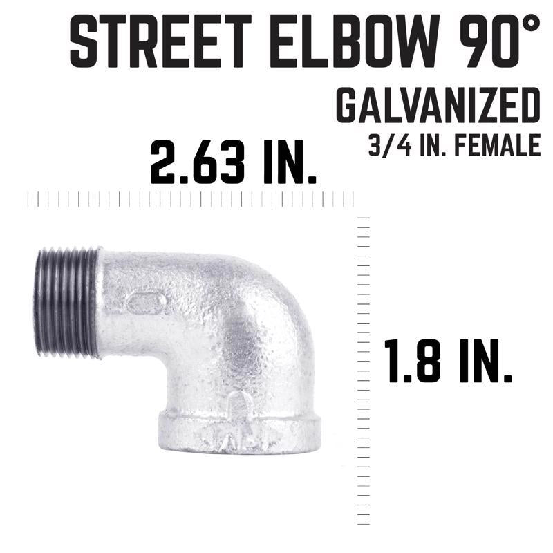 STZ Industries 3/4 in. FIP each X 3/4 in. D MIP Galvanized Malleable Iron 90 Degree Street Elbow