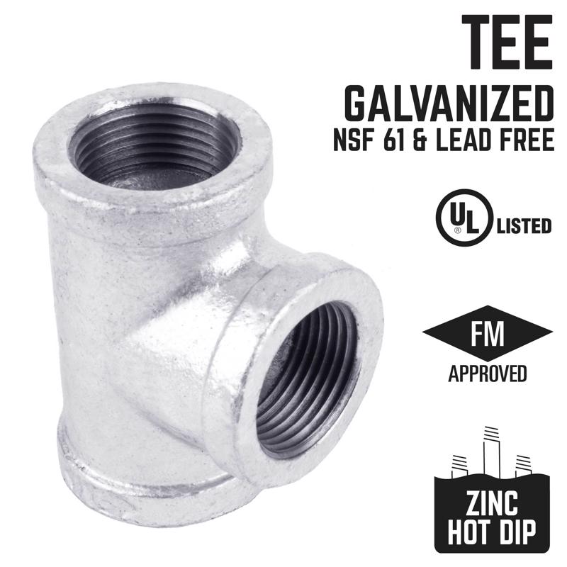 STZ Industries 3/8 in. FIP each X 3/8 in. D FIP 3/8 in. D FIP Galvanized Malleable Iron Tee