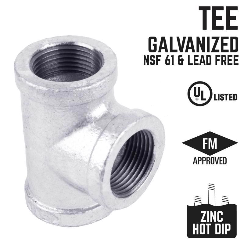 STZ Industries 3/4 in. FIP each X 3/4 in. D FIP 3/4 in. D FIP Galvanized Malleable Iron Tee