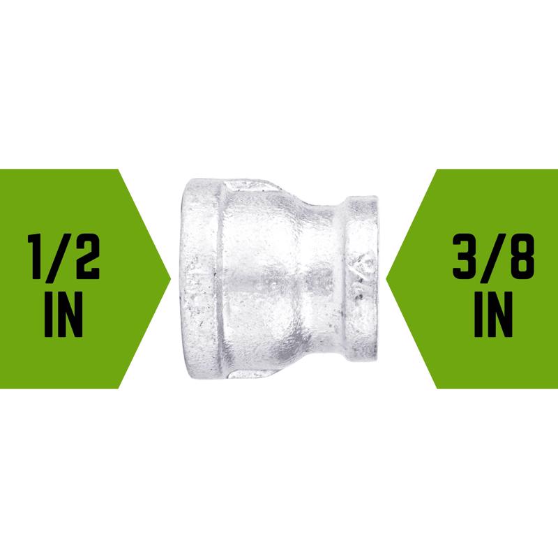STZ Industries 1/2 in. FIP each X 3/8 in. D FIP Galvanized Malleable Iron Reducing Coupling