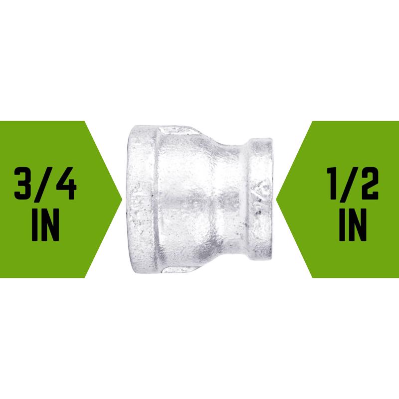 STZ Industries 3/4 in. FIP each X 1/2 in. D FIP Galvanized Malleable Iron Reducing Coupling
