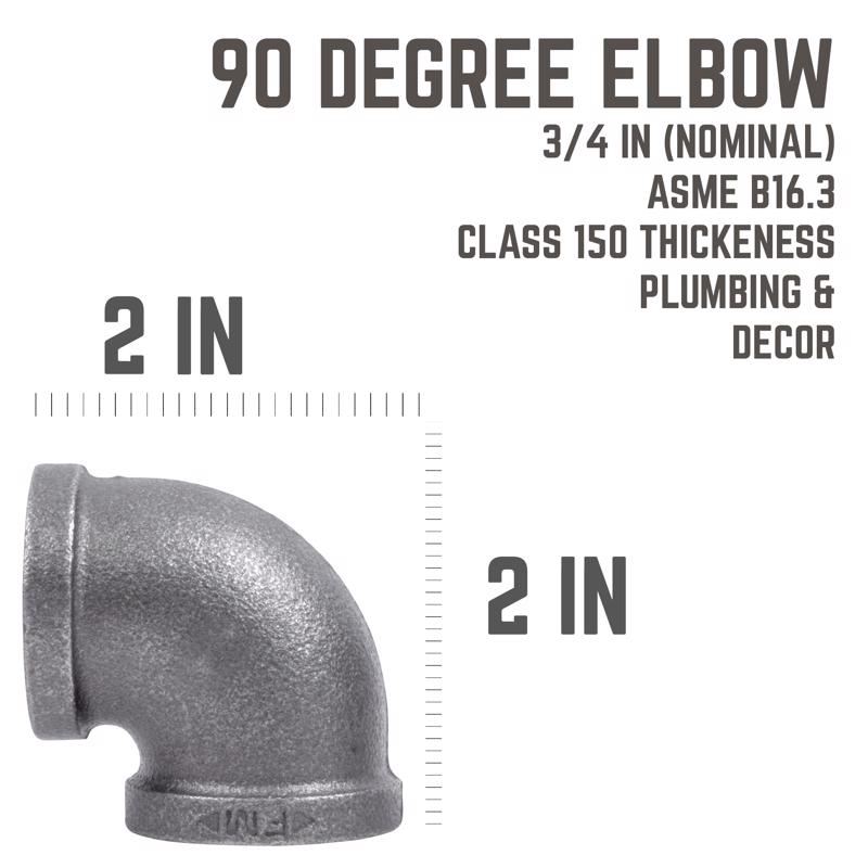 STZ Industries 3/4 in. FIP each X 3/4 in. D FIP Black Malleable Iron 90 Degree Elbow