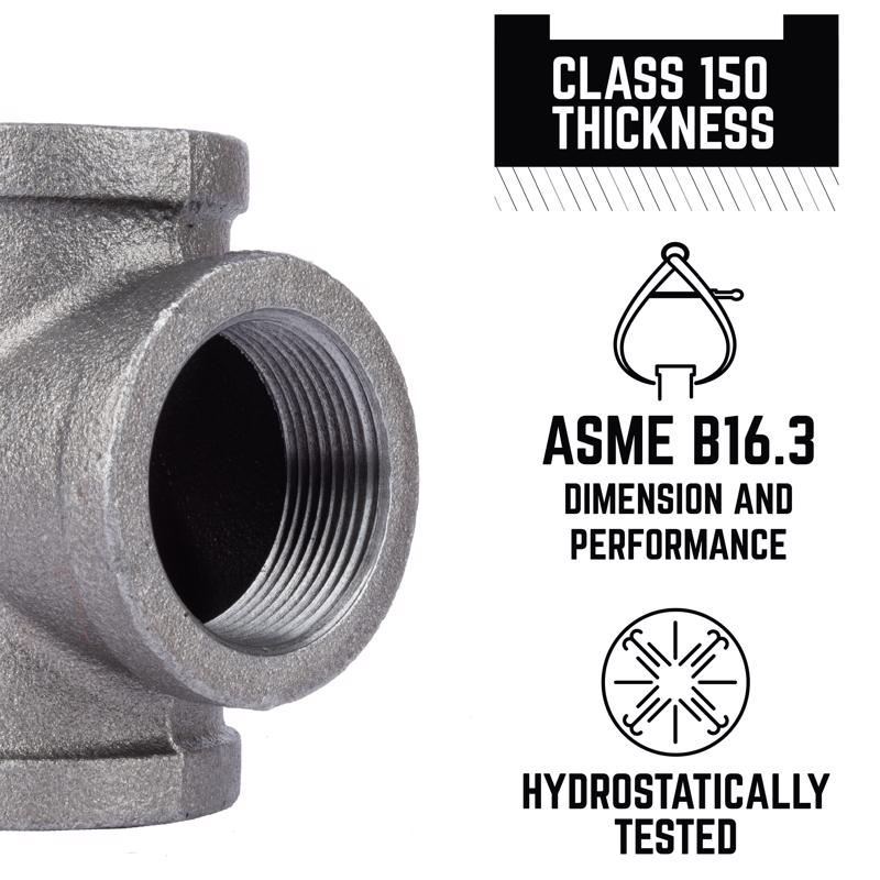 STZ Industries 1/2 in. FIP each X 1/2 in. D FIP 1/2 in. D FIP Black Malleable Iron Tee