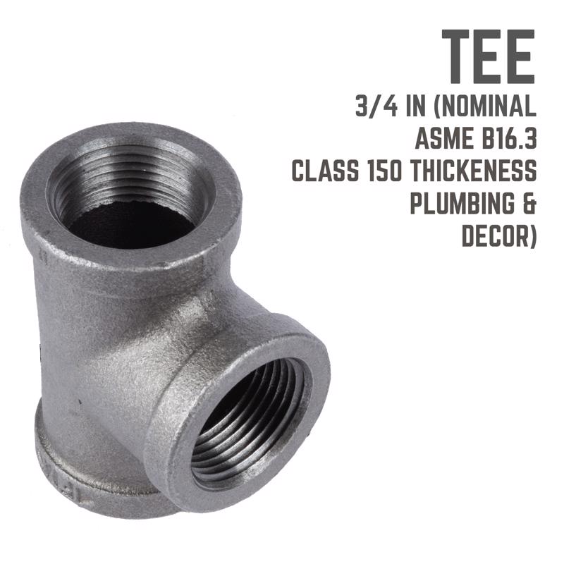 STZ Industries 3/4 in. FIP each X 3/4 in. D FIP 3/4 in. D FIP Black Malleable Iron Tee