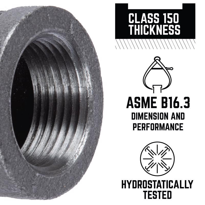 STZ Industries 3/4 in. FIP each X 3/4 in. D FIP 3/4 in. D FIP Black Malleable Iron Tee