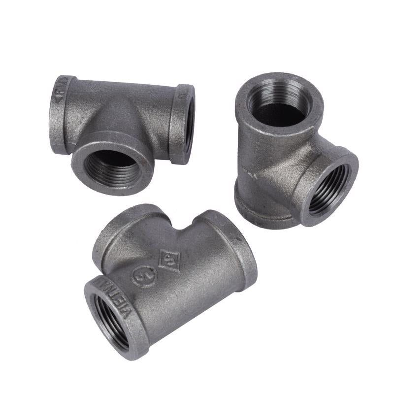STZ Industries 3/4 in. FIP each X 3/4 in. D FIP 3/4 in. D FIP Black Malleable Iron Tee