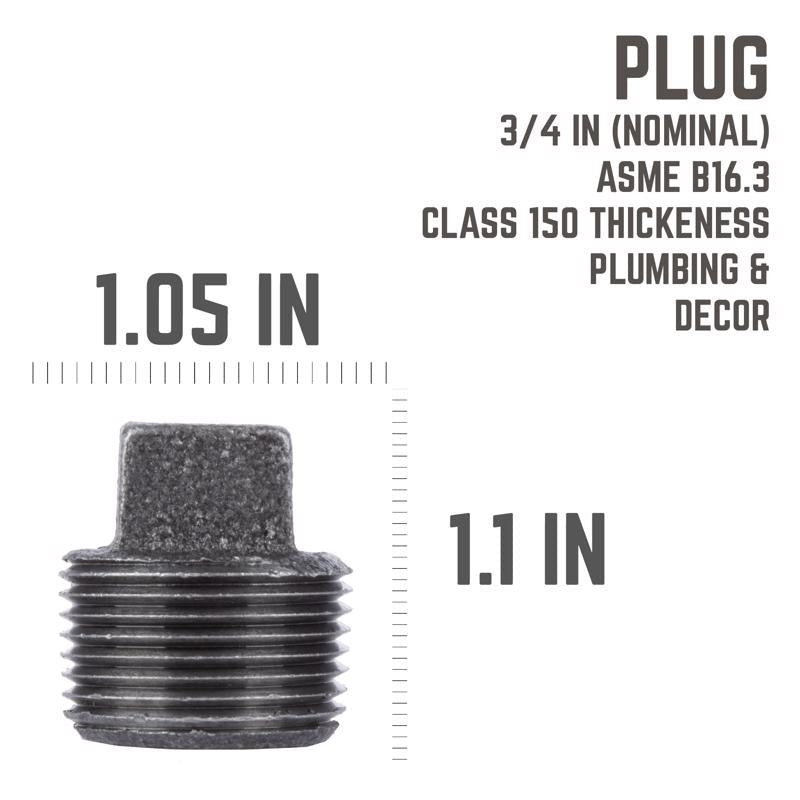 STZ Industries 3/4 in. MIP each Black Malleable Iron Plug