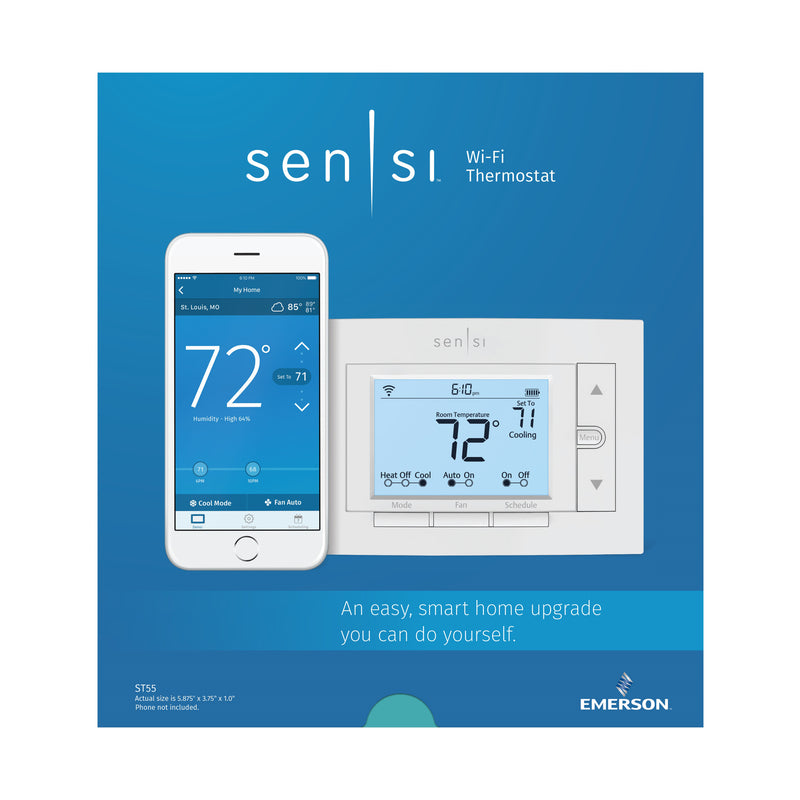 Sensi Sensi Built In WiFi Heating and Cooling Push Buttons Smart-Enabled Thermostat