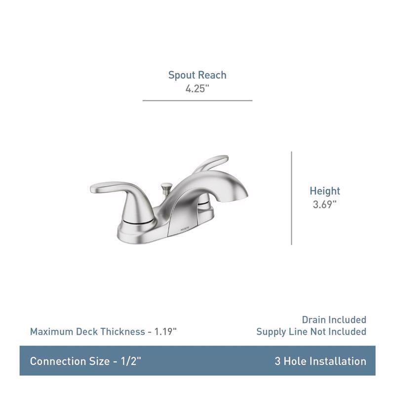 Moen Adler Brushed Nickel Contemporary Bathroom Faucet 4 in.