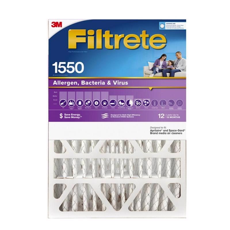 Filtrete Ultra 20 in. W X 25 in. H X 5 in. Polyester 1550 MPR Pleated Allergen Air Filter