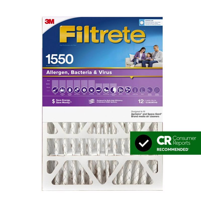 Filtrete Ultra 20 in. W X 25 in. H X 5 in. Polyester 1550 MPR Pleated Allergen Air Filter