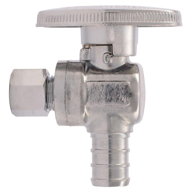 SharkBite 1/2 in. PEX Barb Compression Brass Quarter Turn Angle Stop Valve