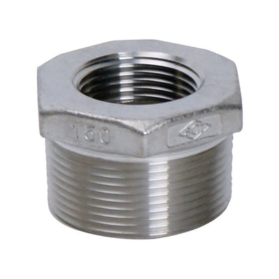 Smith-Cooper 1-1/4 in. MPT X 1 in. D FPT Stainless Steel Hex Bushing