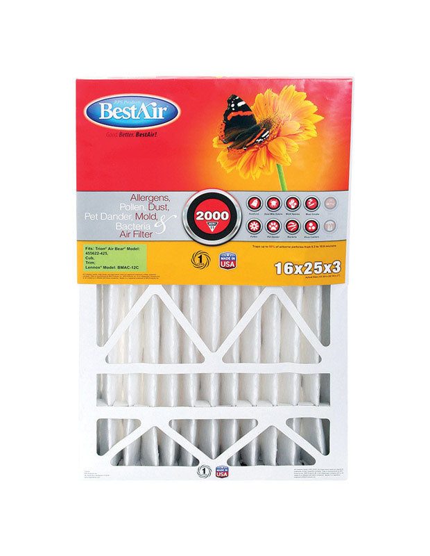 BestAir 16 in. W X 25 in. H X 3 in. 11 MERV Pleated Air Filter