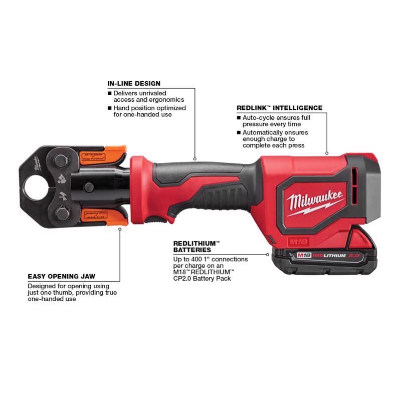 Milwaukee M18 Force Logic w/ 3 PEX Crimp Jaws 1 in. Press Tool Kit Red
