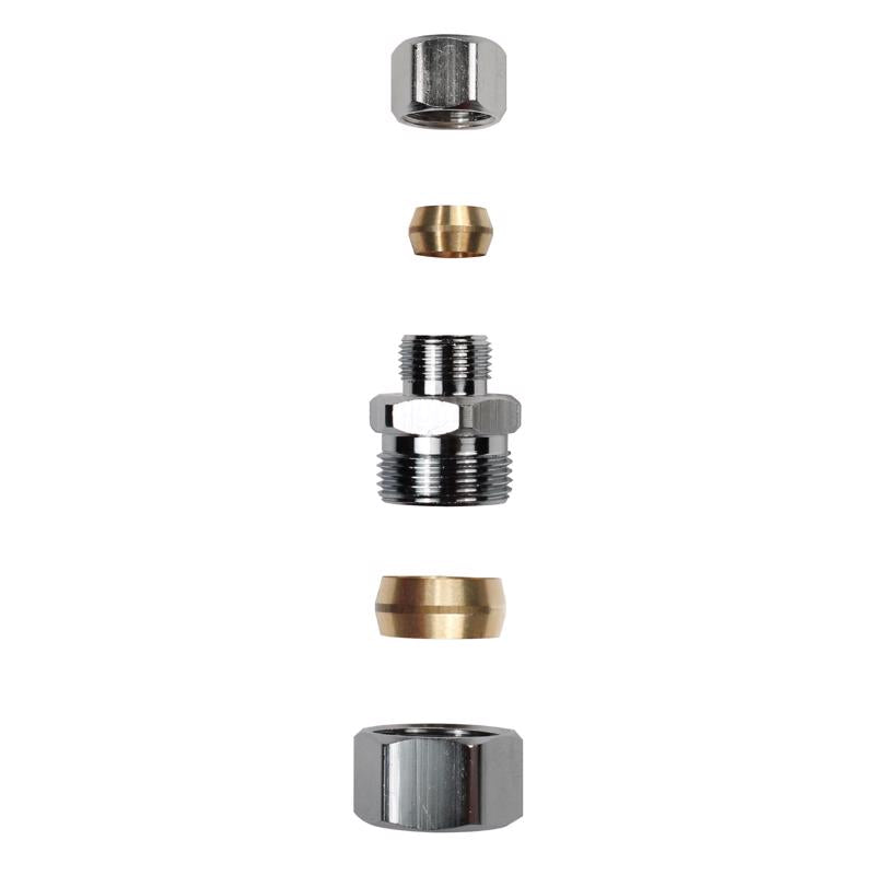Plumb Pak 1/2 in. Compression X 3/8 in. D Compression Brass Straight Connector