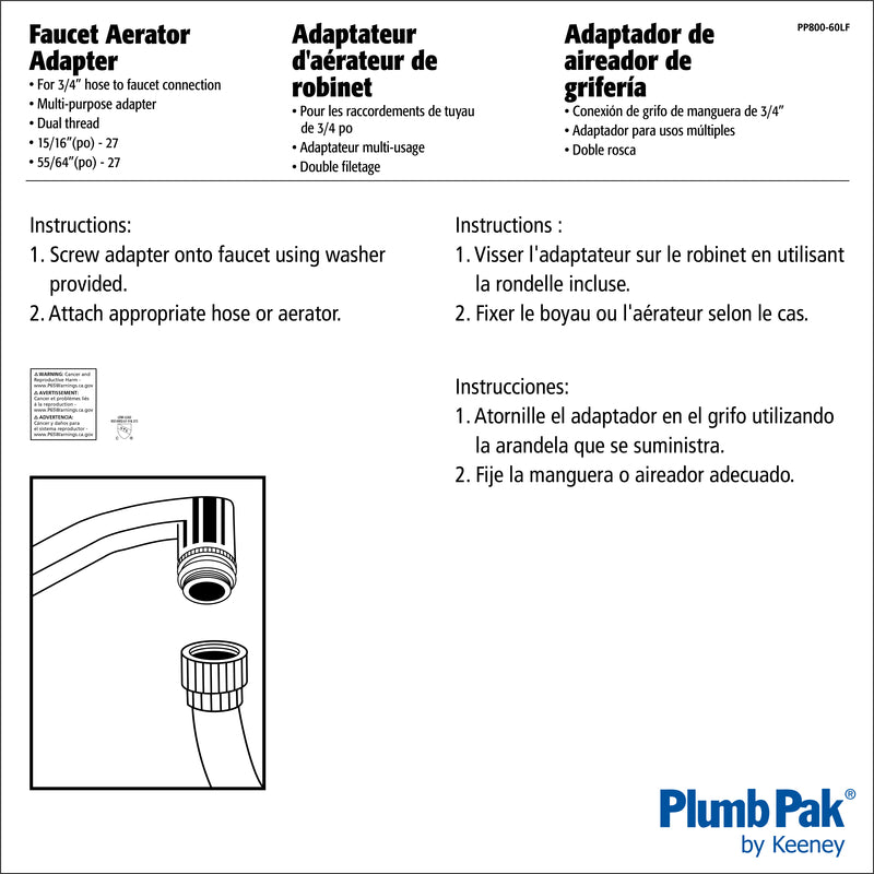 Plumb Pak Dual Thread 15/16 in. x 55/64 in. Chrome Plated Faucet Aerator
