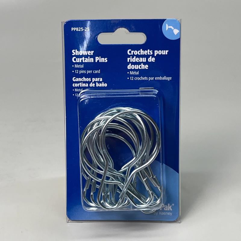 Plumb Pak Chrome Gray Steel Shower Curtain Rings 12 pk