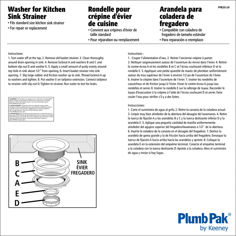 Plumb Pak 3-1/2 in. D Black Rubber Basket Strainer Washer