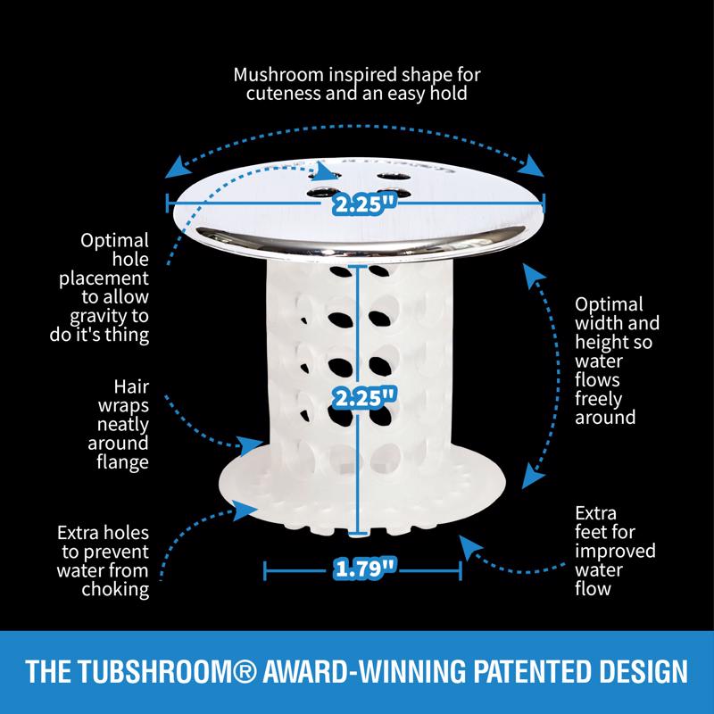 TubShroom Chrome Edition 1.75 in. Chrome Plastic No Clog Drain Stopper