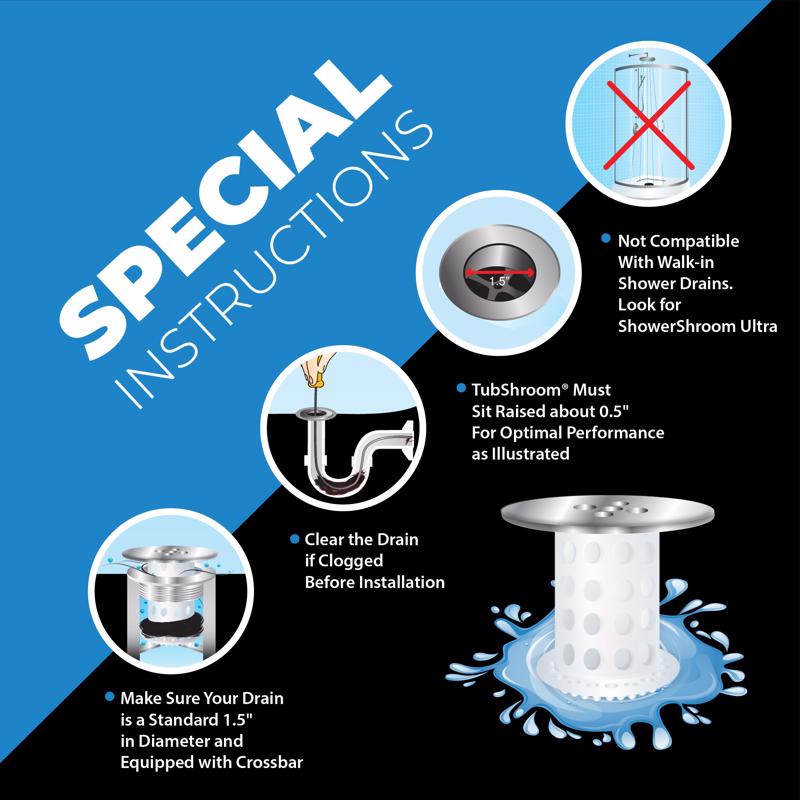 TubShroom Chrome Edition 1.75 in. Chrome Plastic No Clog Drain Stopper