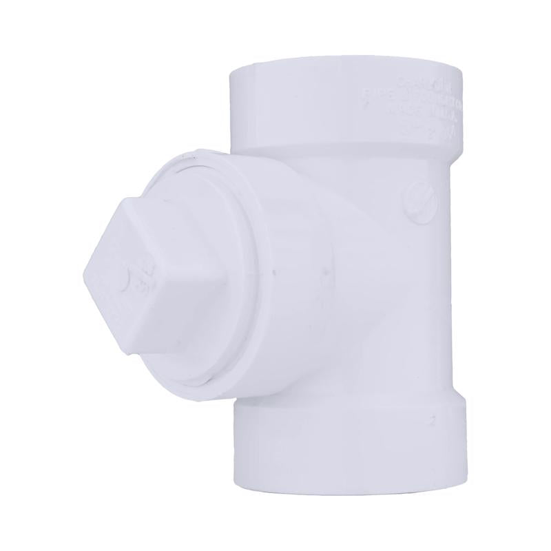 Charlotte Pipe 3 in. Hub X 3 in. D Hub PVC Cleanout Tee