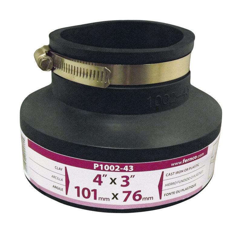 Fernco Schedule 40 4 in. Hub X 3 in. D Hub PVC Flexible Coupling