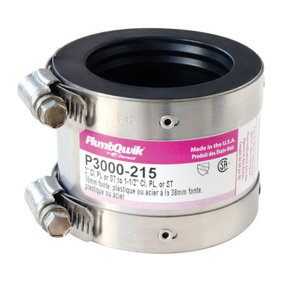 Fernco Proflex Schedule 40 1-1/2 in. Hub X 2 in. D Hub Neoprene Rubber 3-1/2 in. Shielded Coupling 1